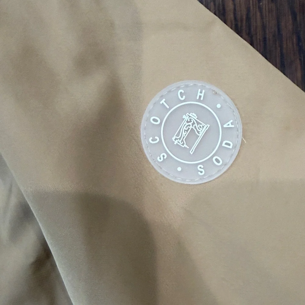 Scotch & Soda Beige Hooded Tech Rain Jacket